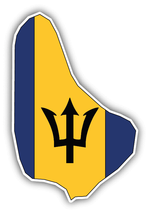 Barbados Map Flag Car Bumper Sticker Decal