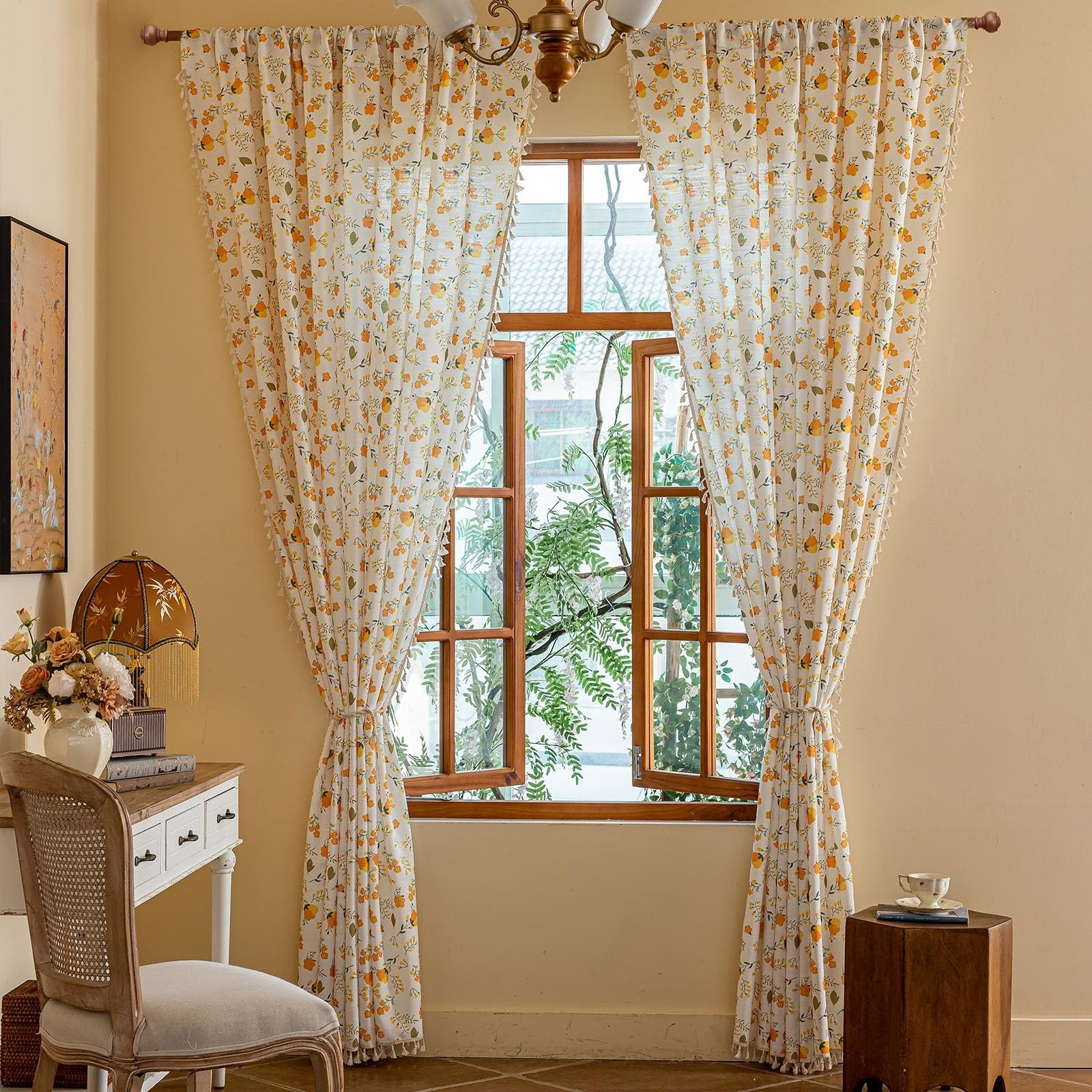 OYX Floral Curtains for Living Room Patterned Farmhouse Curtains 2 Panels,Boh…