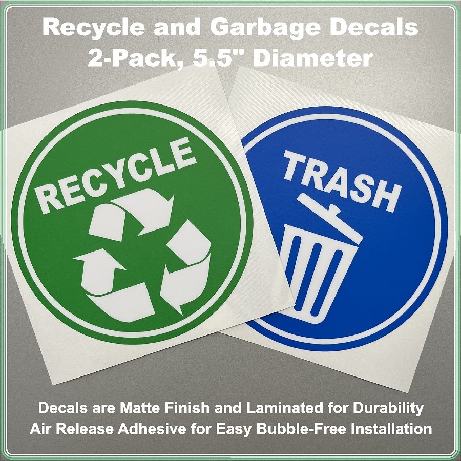 Recycling and Trash / Garbage Stickers for Office High Quality Laminated Matte