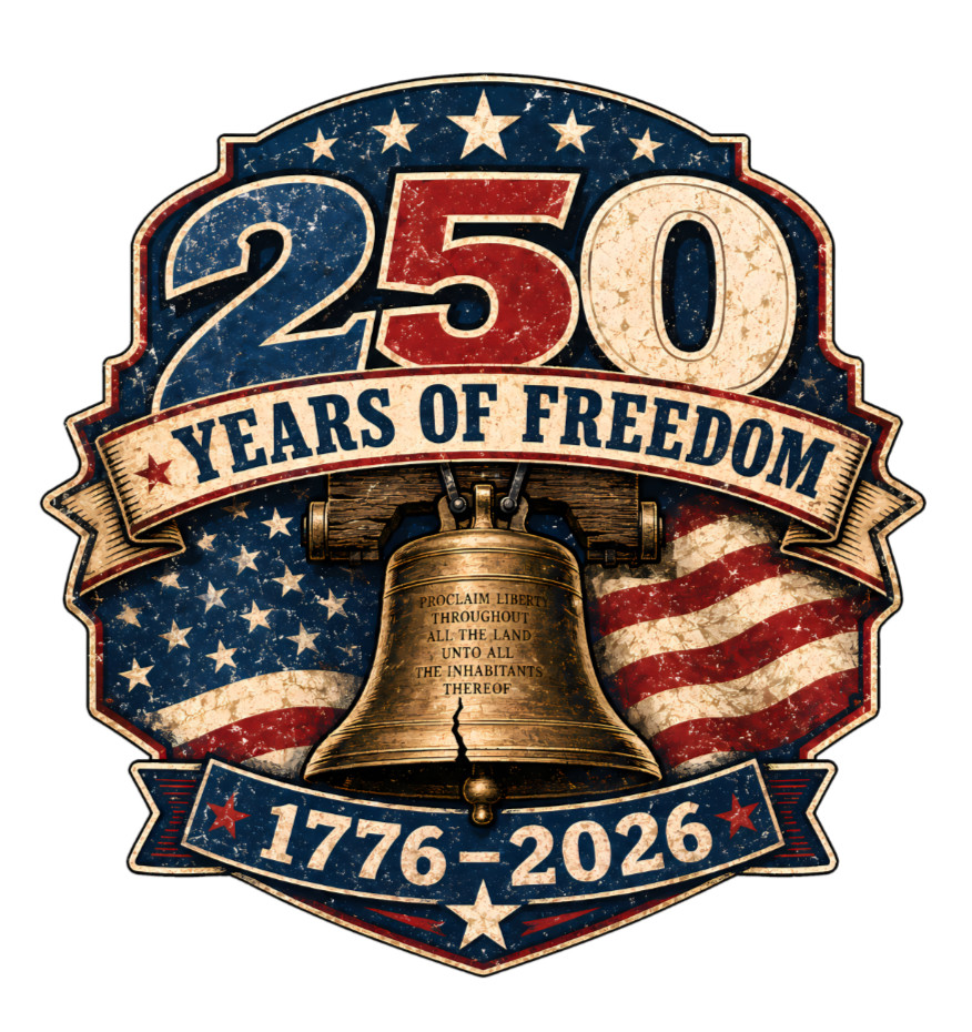 STICKER 250 Years of Freedom – 250th of America glossy vinyl decal USA patriotic