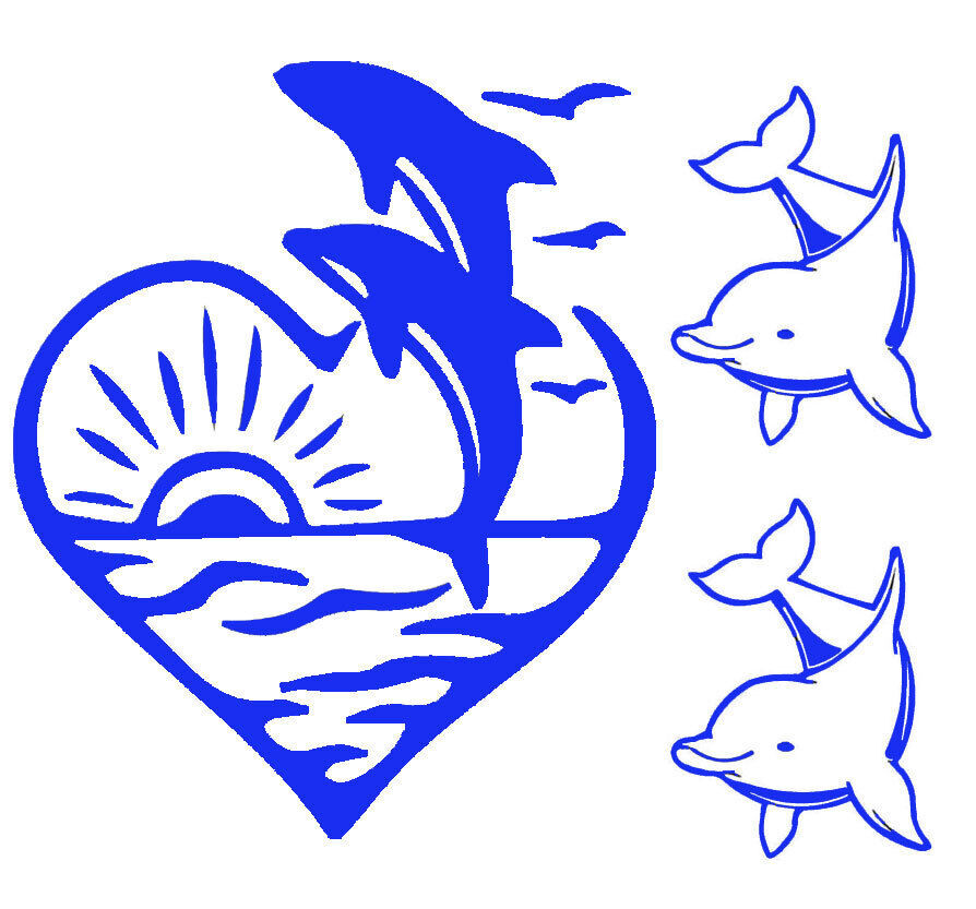 Dolphin 3 pack Vinyl Decals Car Window Tablet Tumbler Mugs Cups Notebook