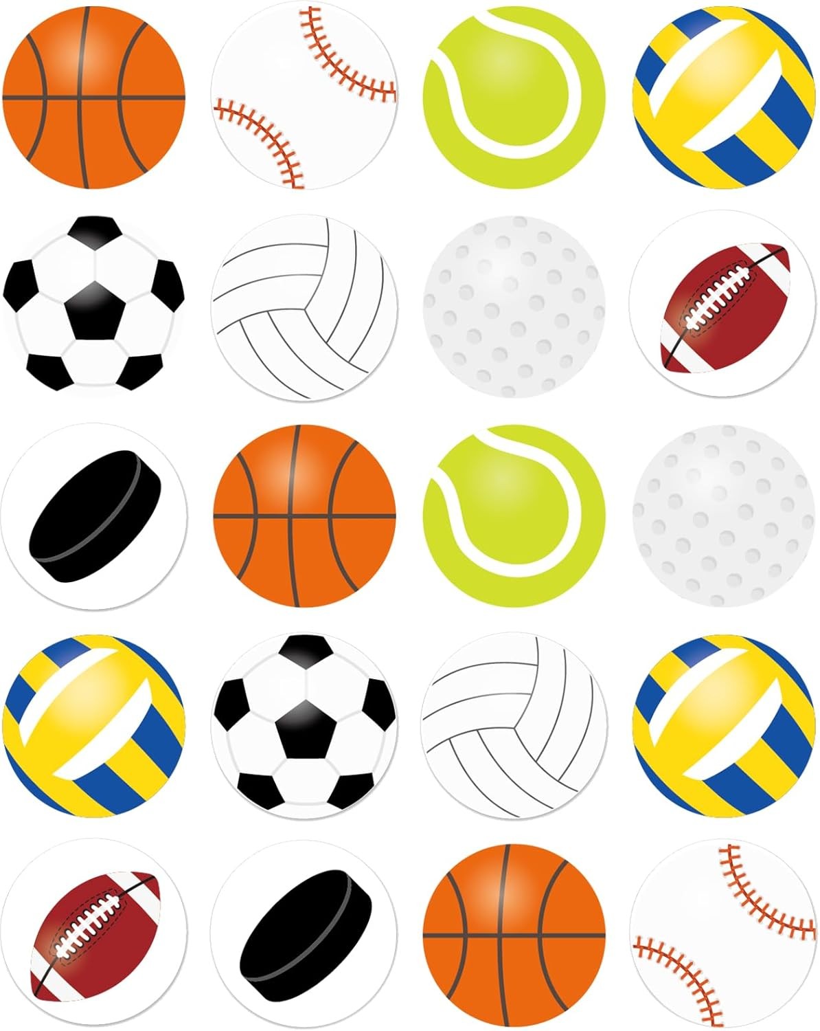Sports Stickers for Kids Soccer Basketball Tennis Baseball Sticker Multicolor