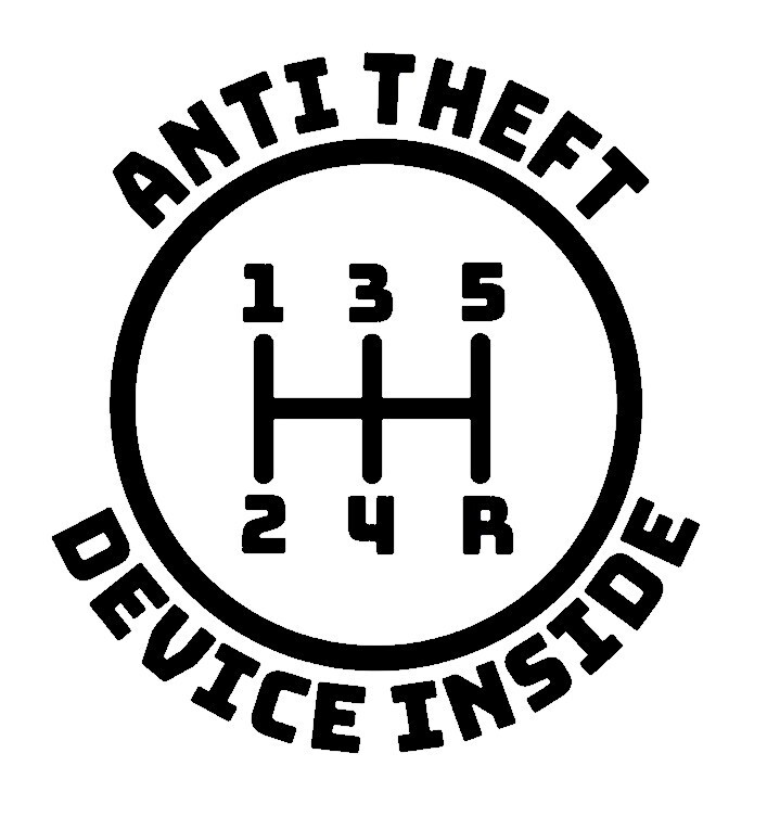 5 Speed Gear Anti Theft Device Vinyl Die Cut Decal Sticker