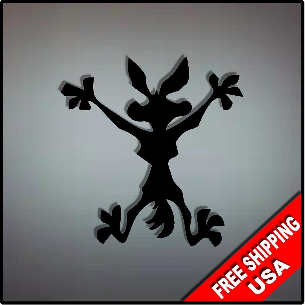 Wile E Coyote Vinyl Decal Sticker 4" x 4" Road Runner Black