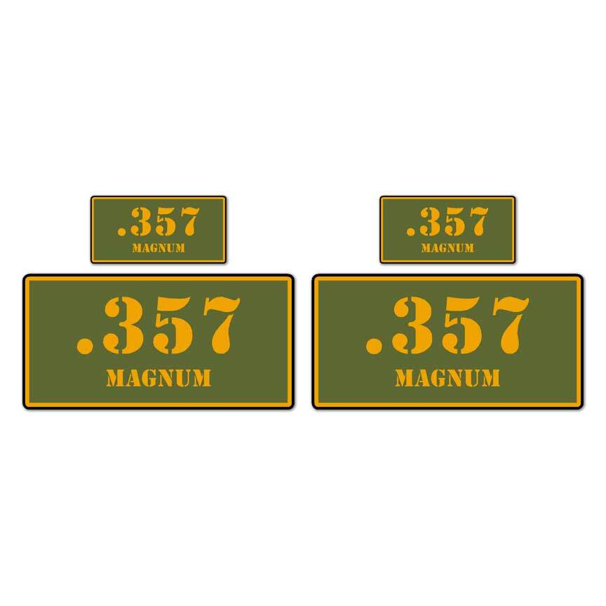 .357 Magnum Ammo Box Set, Vinyl Decal Sticker, 2@ 1"x2" & 2@ 2"x4", #8397