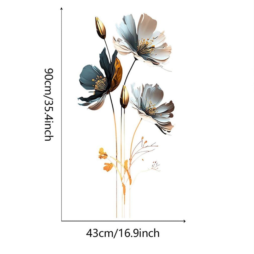 Floral Wall Decal, 3D Removable Stickers, DIY Waterproof Home Decor, Gray