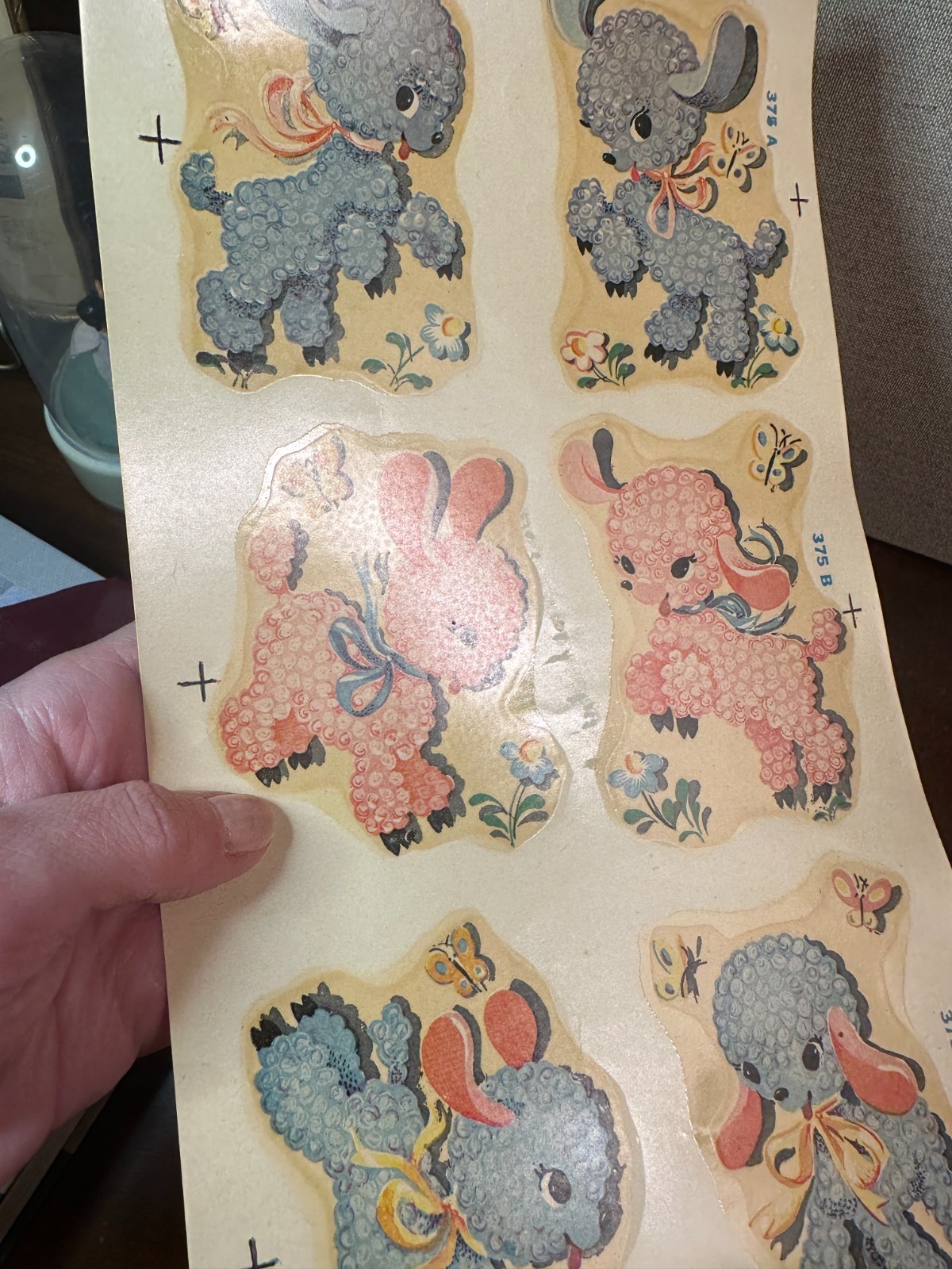 Vintage Lambs Sheep Duro Decals Transfers 1960s 1950s children pink blue kitchy