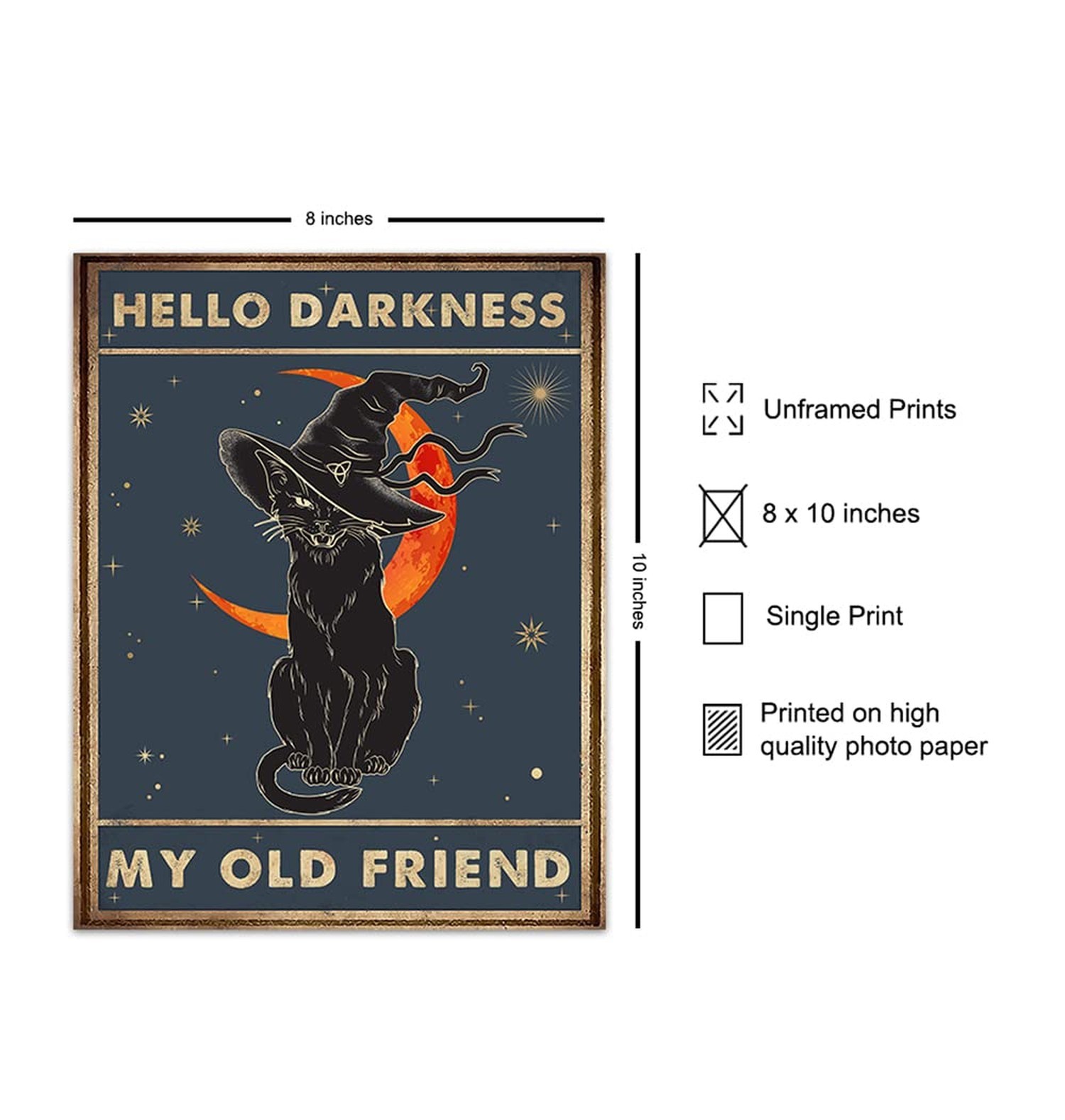 Witch Cat Wall Art – Black cat Room Decor – Goth Halloween Wall Art Print – P…