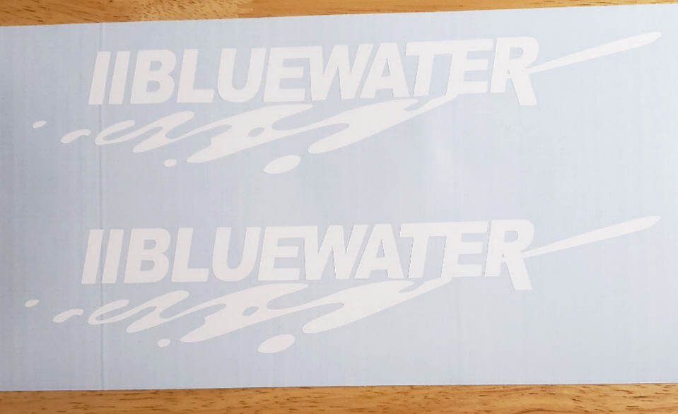 Bluewater Boat Decals Stickers 22.5" Gloss white (2) fast USA