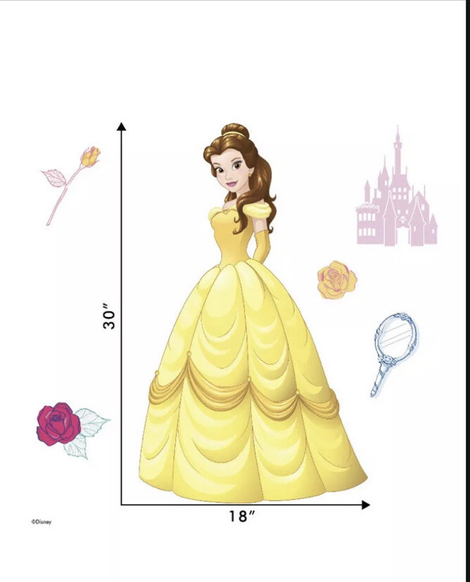 Disney Princess Belle Wall Decal With Bonus 3D Action 18in x 30in NEW