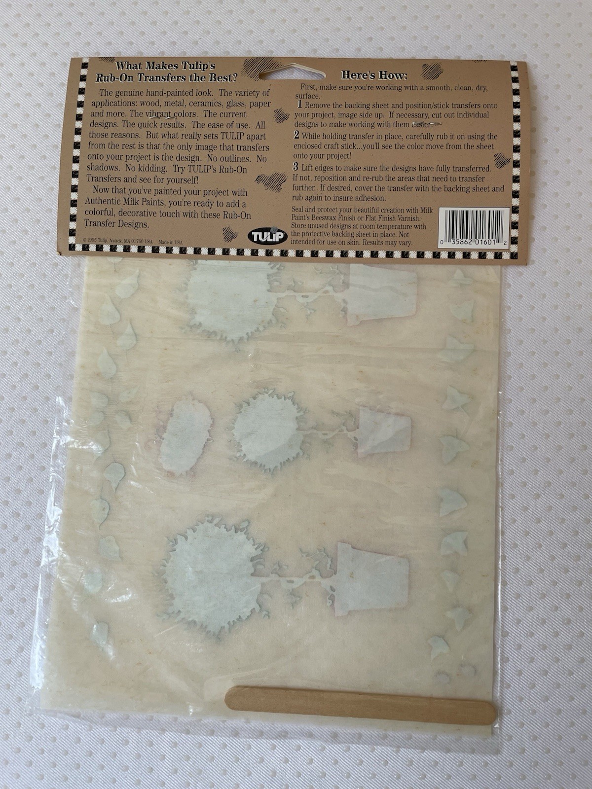 VINTAGE 1995 Tulip Rub-On TRANSFERS Hand Painted Look TOPIARIES