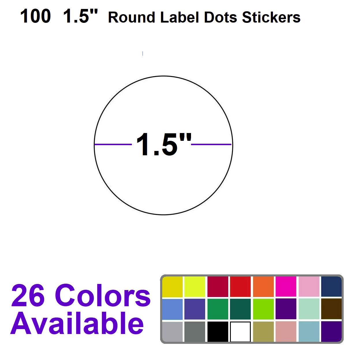 100 1.5" Round Label Dots Vinyl Stickers Color Coding Inventory 1.5 inch