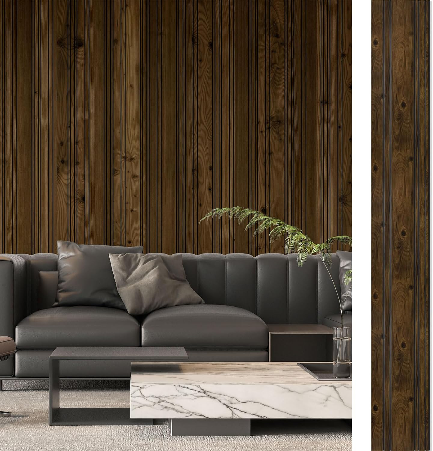 4-Pack Glue-On Wall Panels, Wood Grain Texture Interior Wall Decor, 104"X12" Rec