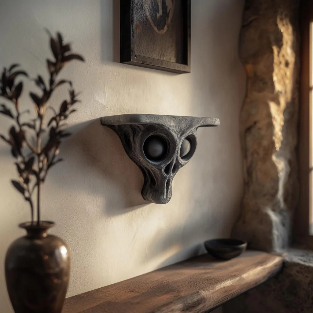 3D Printed Alien Skull Wall Shelf | Sci-Fi Horror Floating Ledge | Dark Fantasy