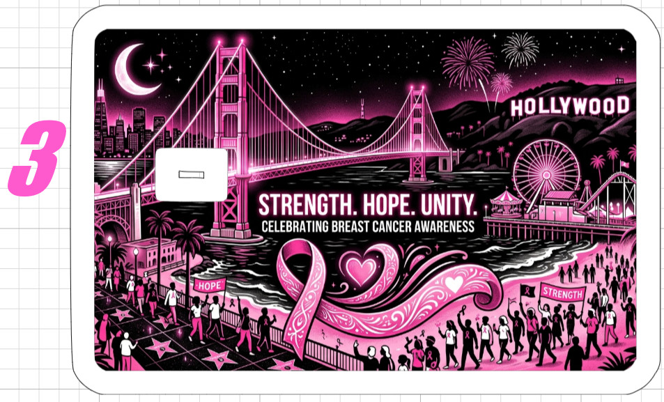 California Pink Ribbon Gift Credit Debit ATM Card Skin Sticker Breast Cancer USA