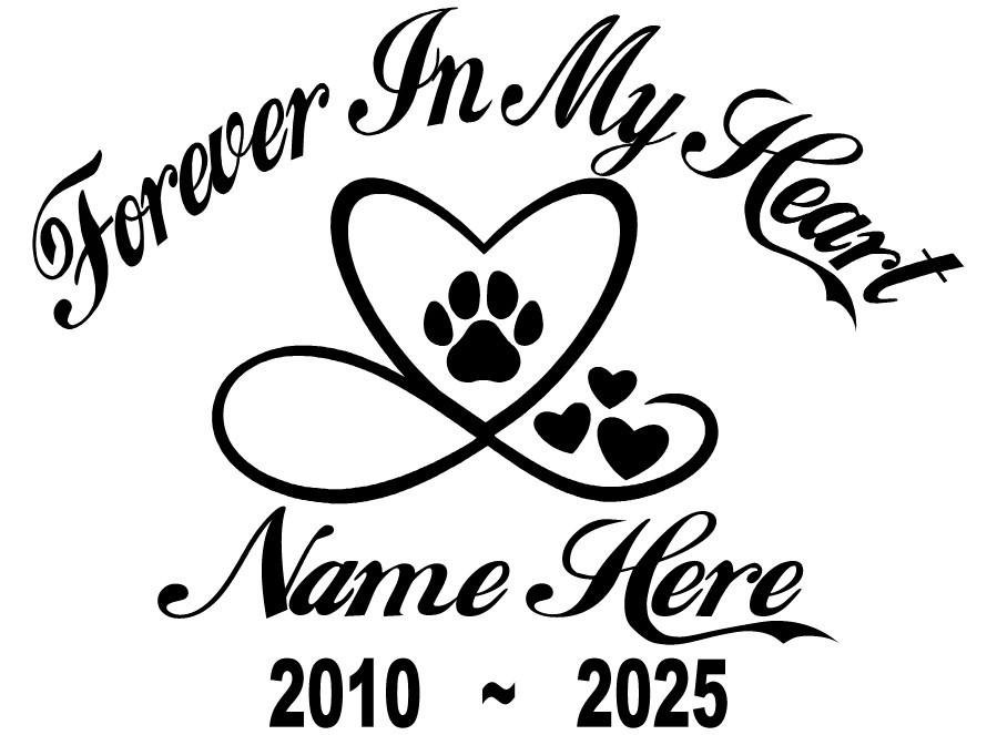 Pet Memorial Decal Personalized Dog Paw Print Forever Loved Vinyl Sticker #02