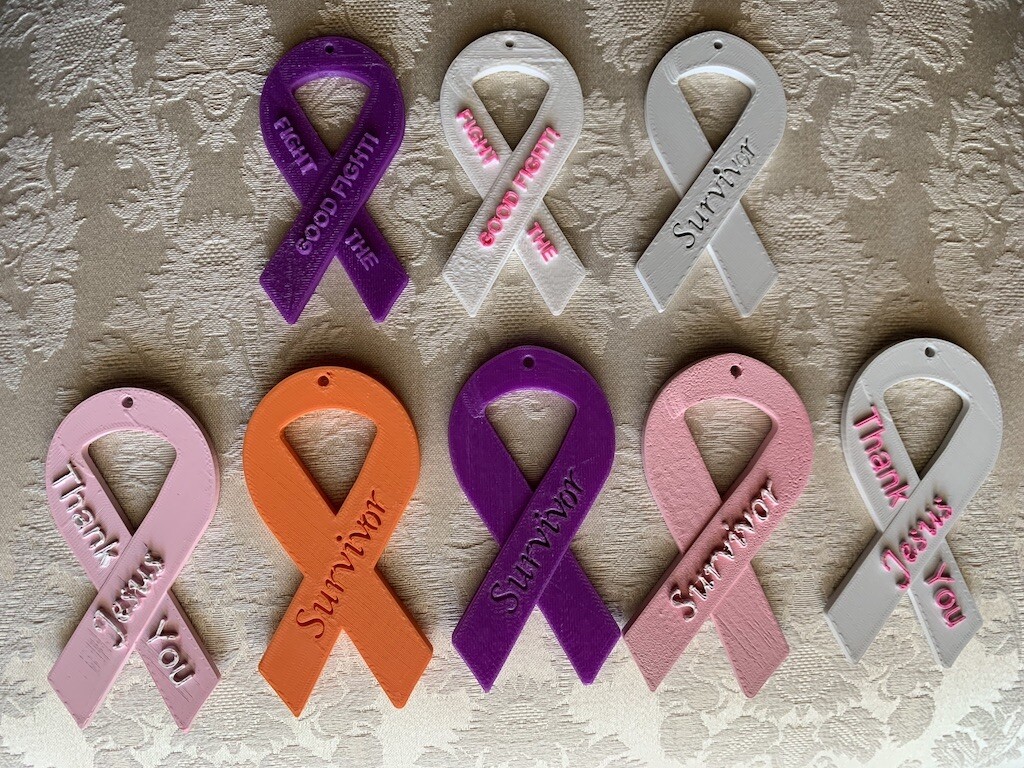 Custom Made 3D Cancer Ribbons for Survivors and Fighters multi color
