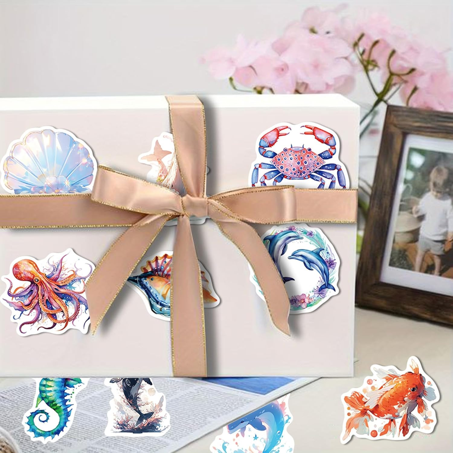 100PCS Ocean Animal Stickers for Kids Adults, Aesthetic Waterproof under the Sea