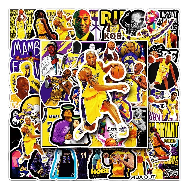 51 PC Self-Adhesive Custom Vinyl PVC Stickers – Basketball Kobe Bryant Inspired