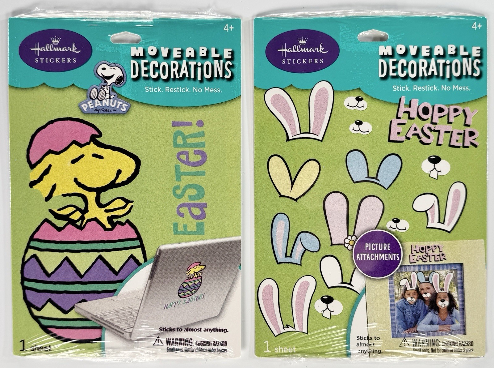 2011 Hallmark Moveable Decorations LOT Peanuts Woodstock Hoppy Easter Ears NEW