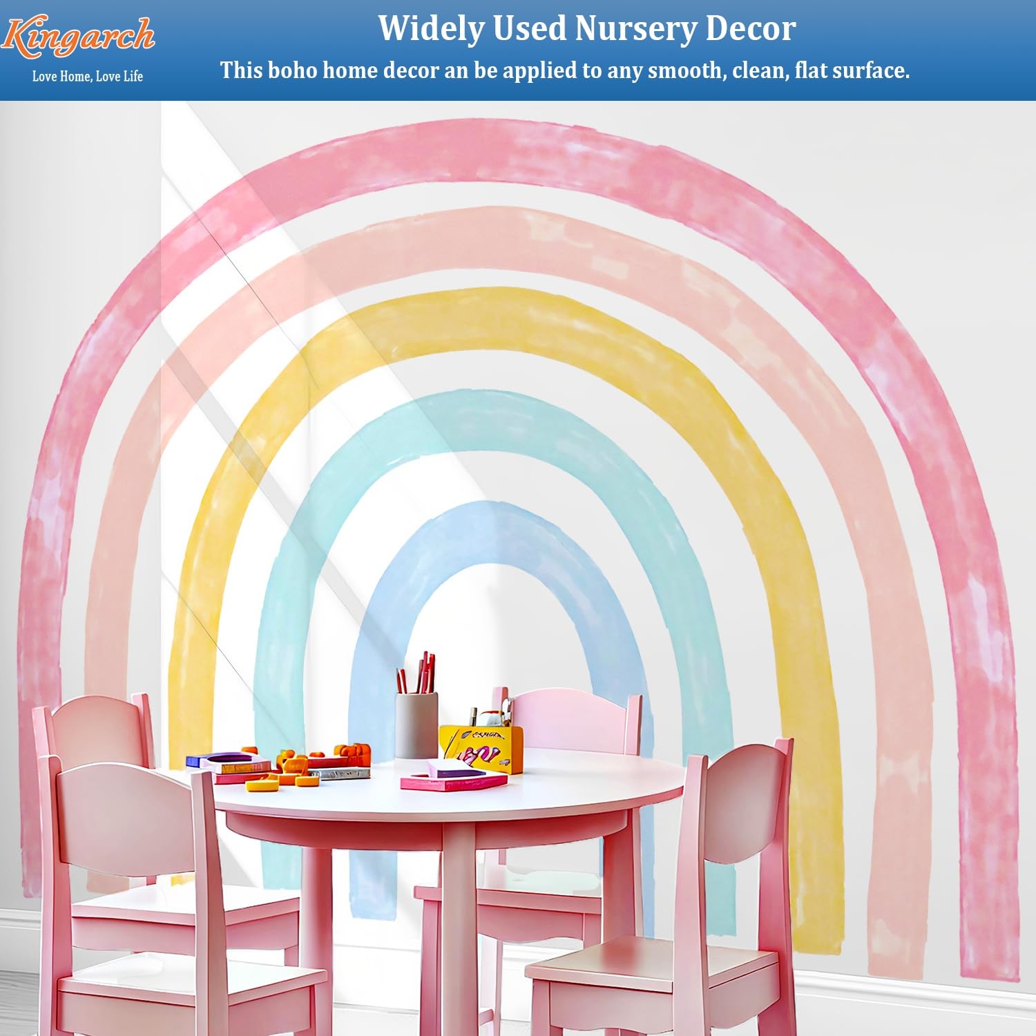 Large Rainbow Wall Decals, Colorful Peel and Stick Fabric Nursery Wall Decor,…