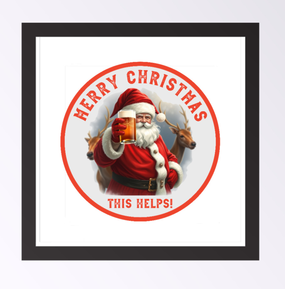 Christmas – Beer (This Helps) – 4" Vinyl Decal Sticker Decor Laptop Cup Cooler