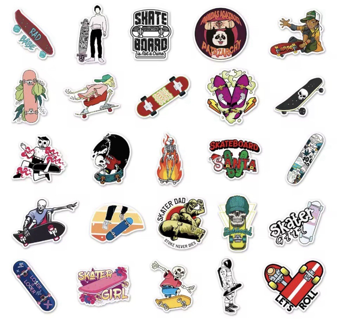 Skateboard Style Stickers 50pk Mixed Matte Stickers Skateboarding FREE SHIPPING