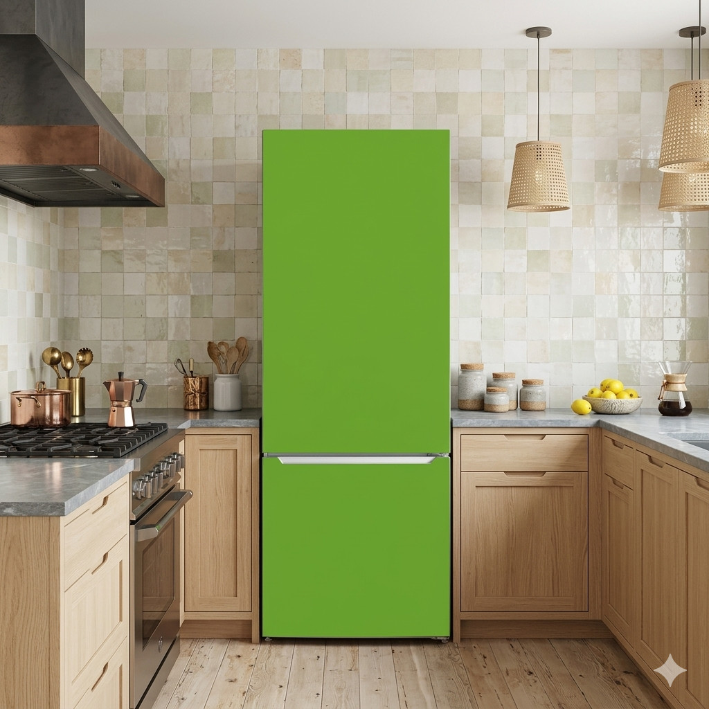 Green Solid Color Refrigerator Door Wrap Solid Color Peel and Stick Vinyl