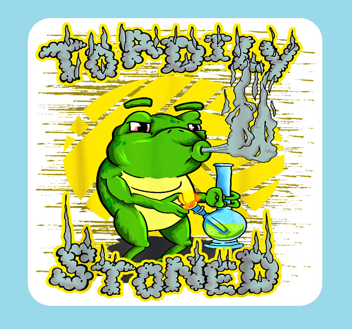 Toadally Stoned Frog 420 Sticker Weatherproof Vinyl UV Cannabis Weed Marijuana