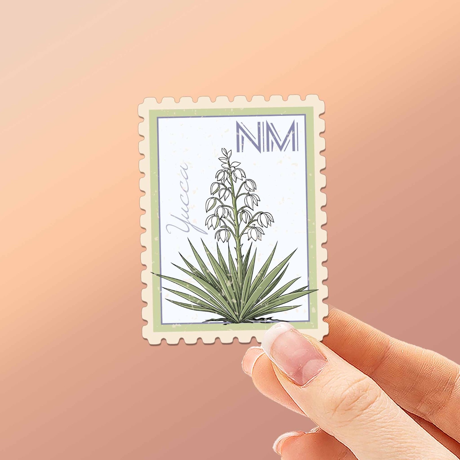 New Mexico State Flower Yucca Sticker – NM Vintage Stamp Decal for Laptop