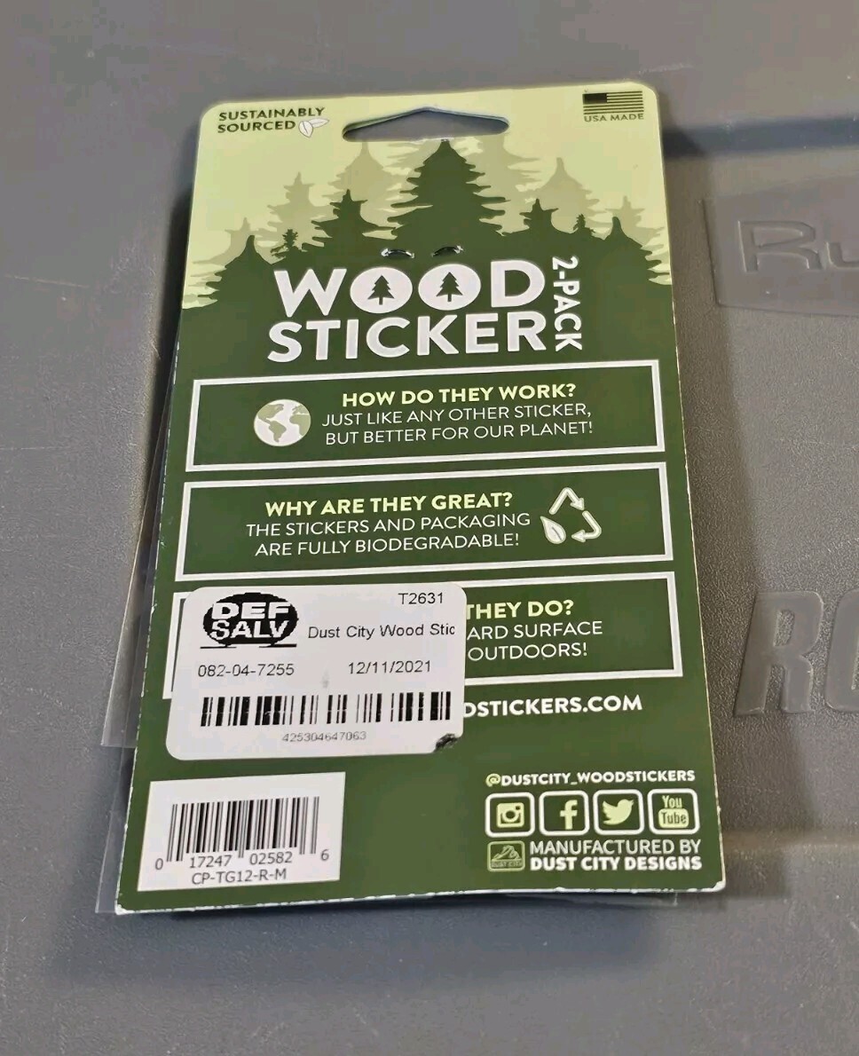 Lot of 3 Dust City Wood Stickers Real Wood Flexible 2 In Each Pack 6 Stickers