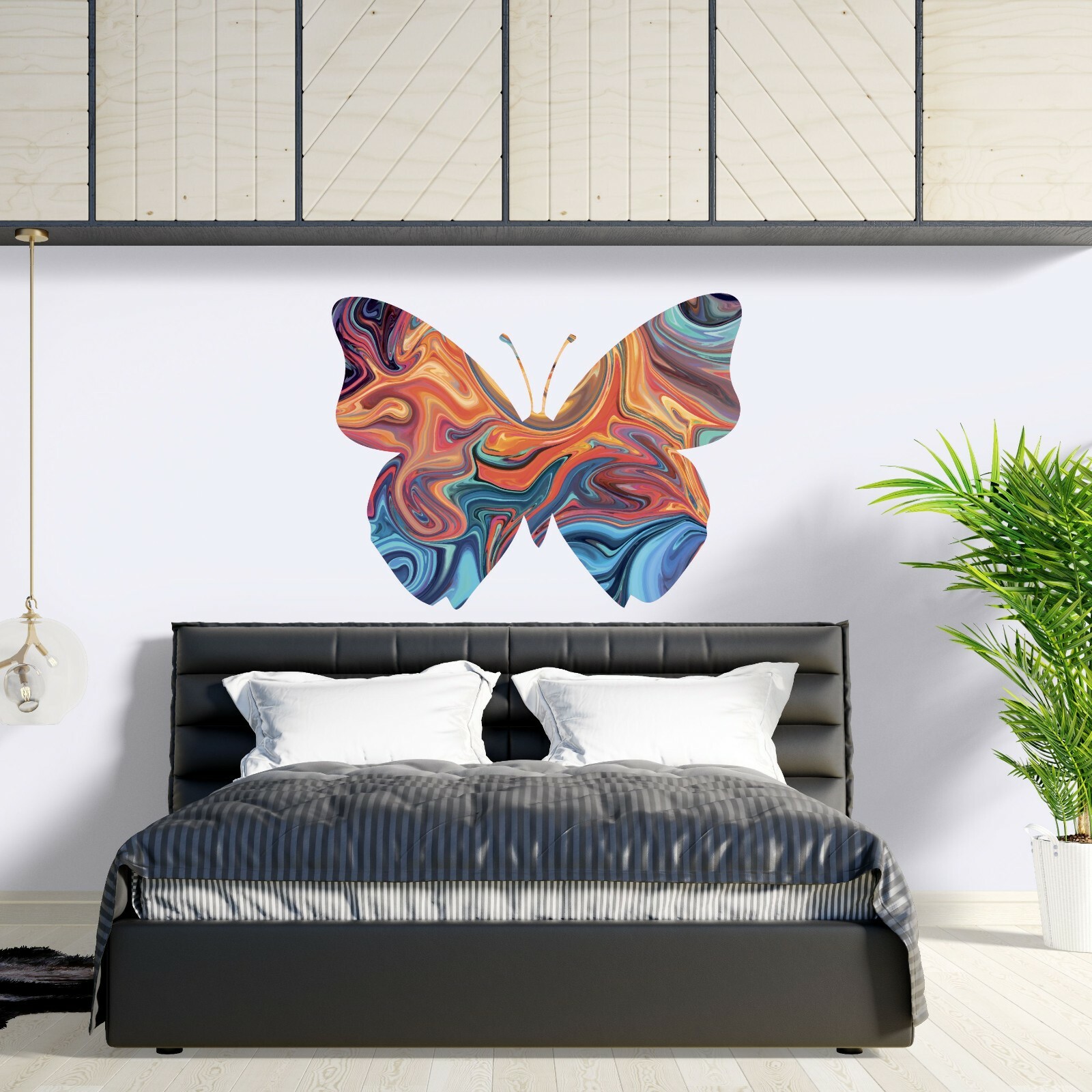 Brown Hairstreak Butterfly Home Bedroom Wall Decal Watercolor Decoration Sticker