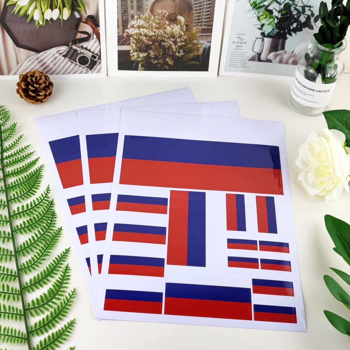Russia Flag Sticker Russian Decal in Multiple Sizes, 3 Pack, 11.7 X 8.3 Inches