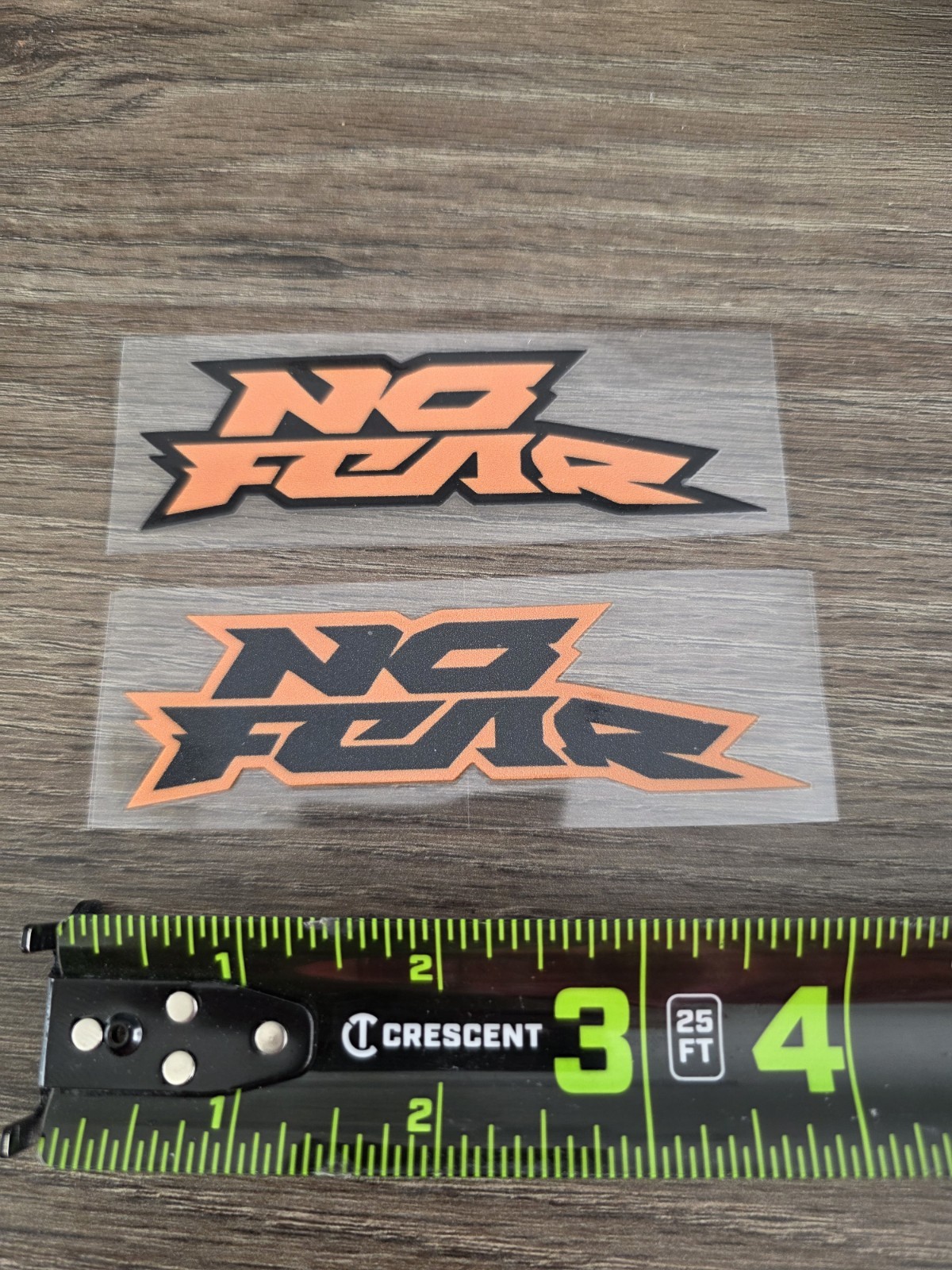 2X NO FEAR Orange & Black DECAL STICKER Waterproof Raised UVDTF 4in