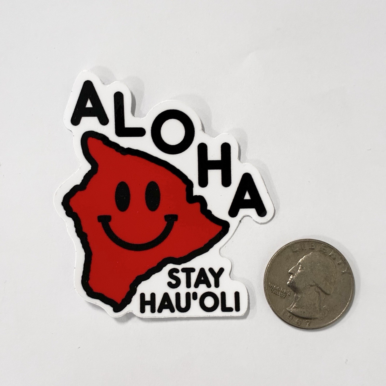 Big Island Hawaii Aloha Hauoli Hawaiian Island Vinyl Sticker Die Cut Red 2.5 In