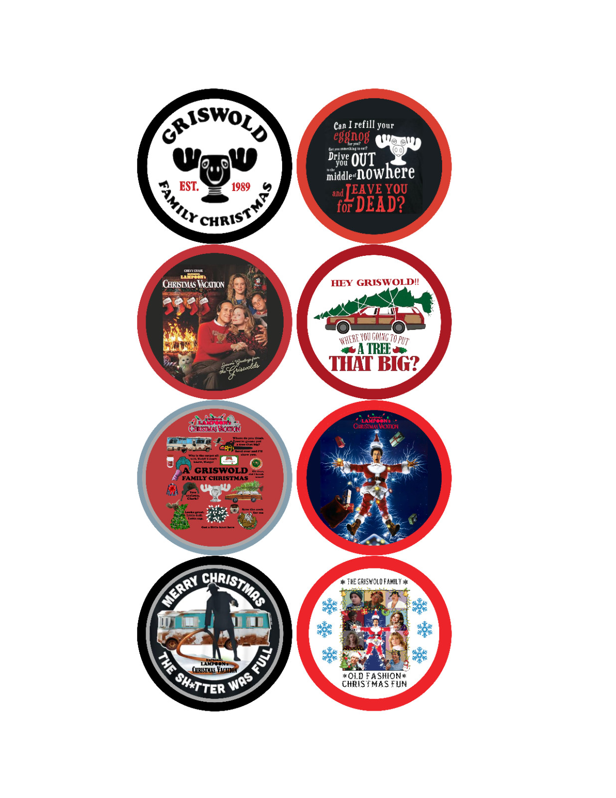 Christmas Vacation – (Decal Sheet) 8 – 2" Vinyl Decals – Car Laptop Decoration