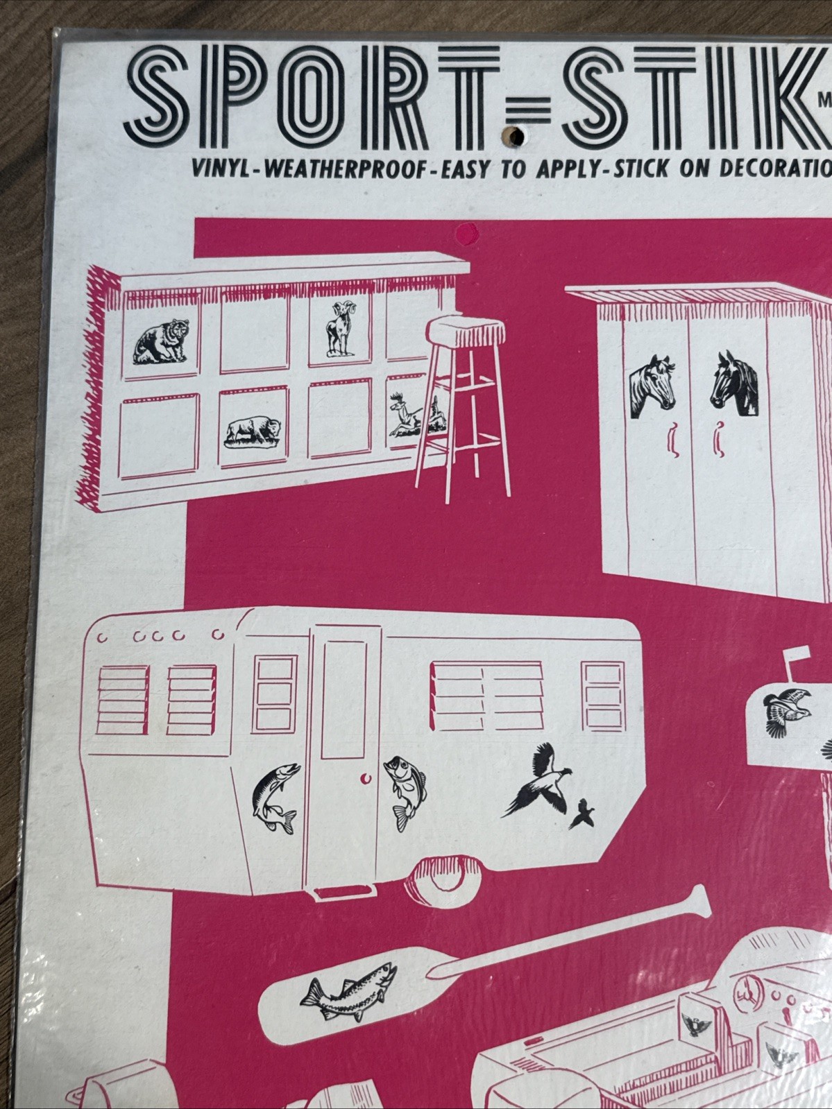Vintage 1960s 1970s NOS Decal Metercord Sport-Stik Novelty 5 Stickers on Sheet