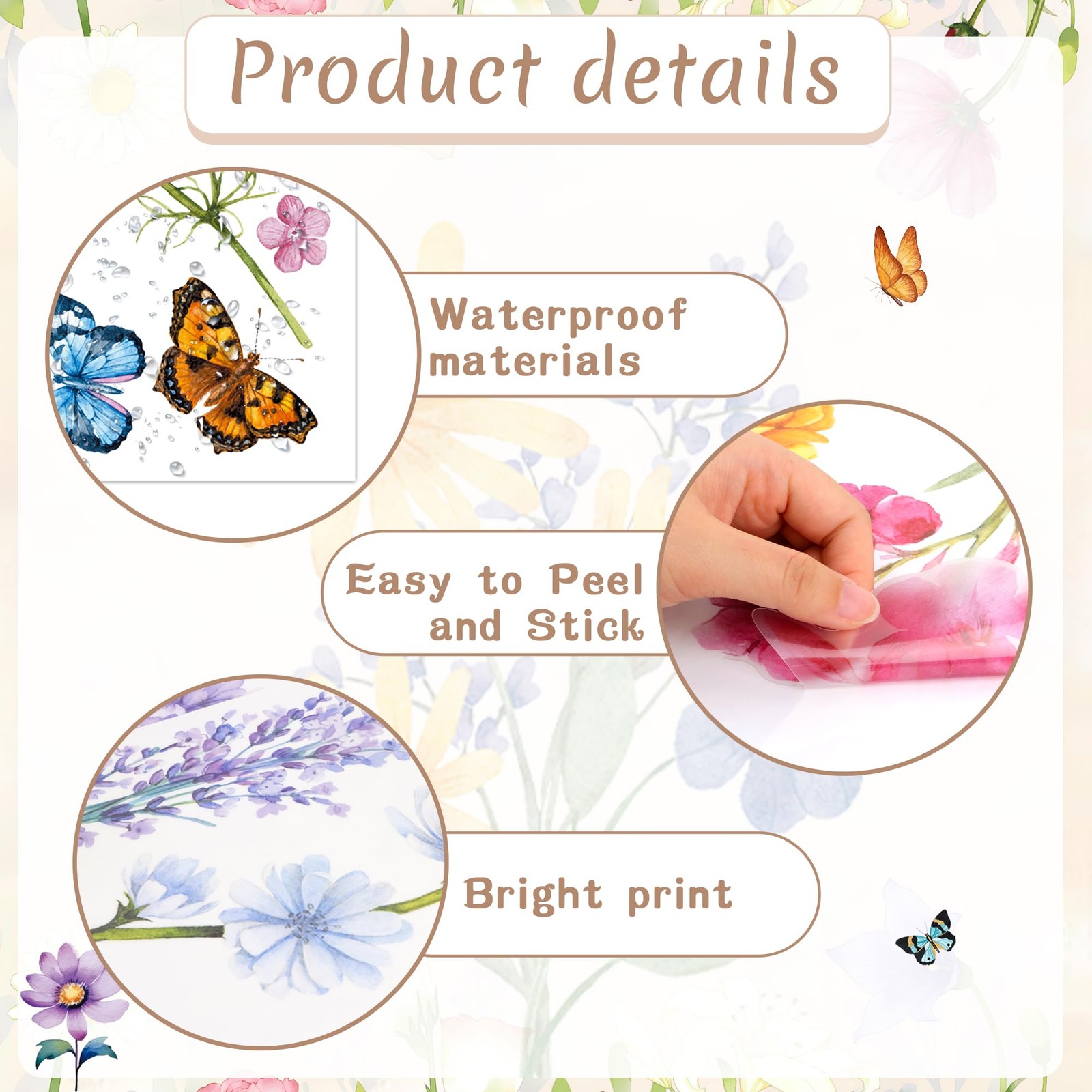 Floral Wall Decals Wildflower Wall Stickers for Bedroom Living Room Decorations