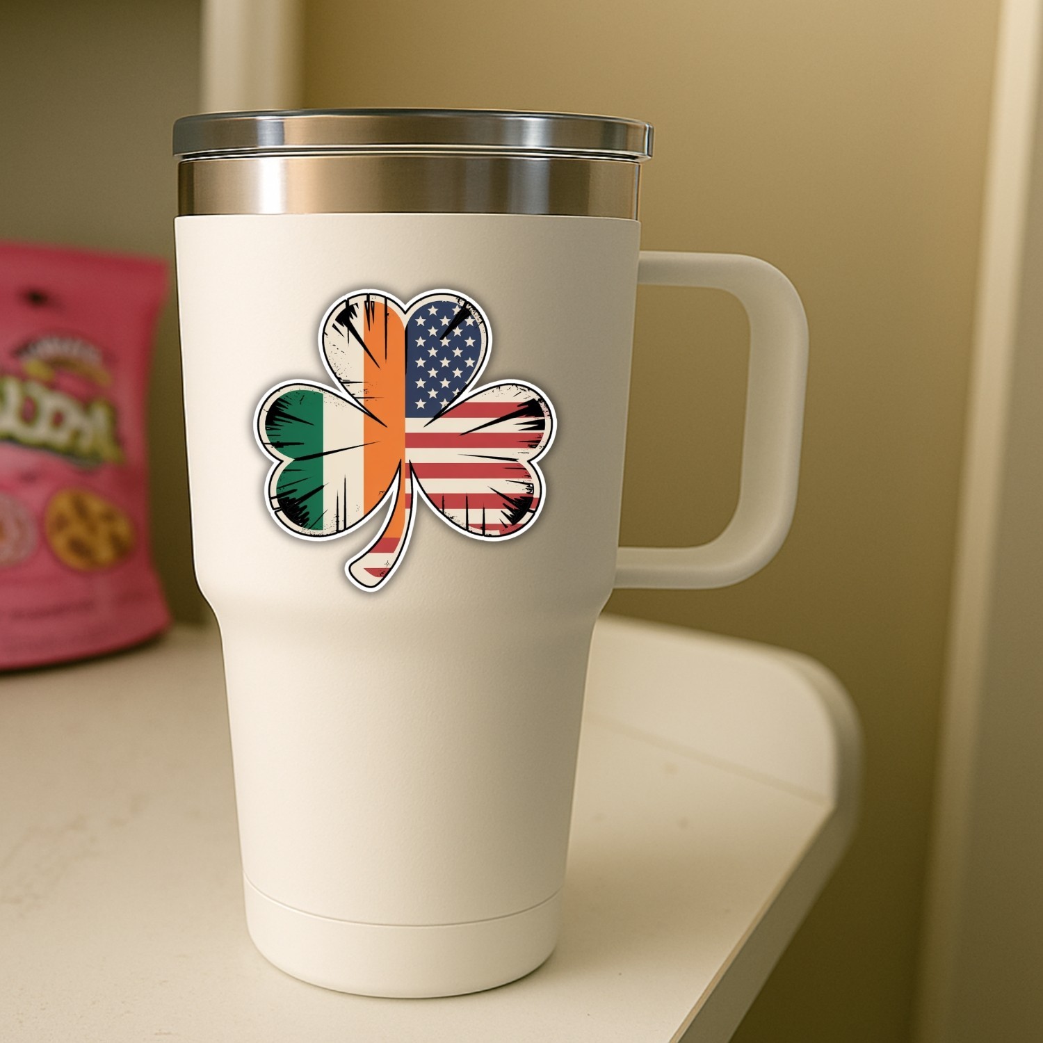 4PCS Irish American Shamrock Stickers – Ireland Clover Vinyl Decals
