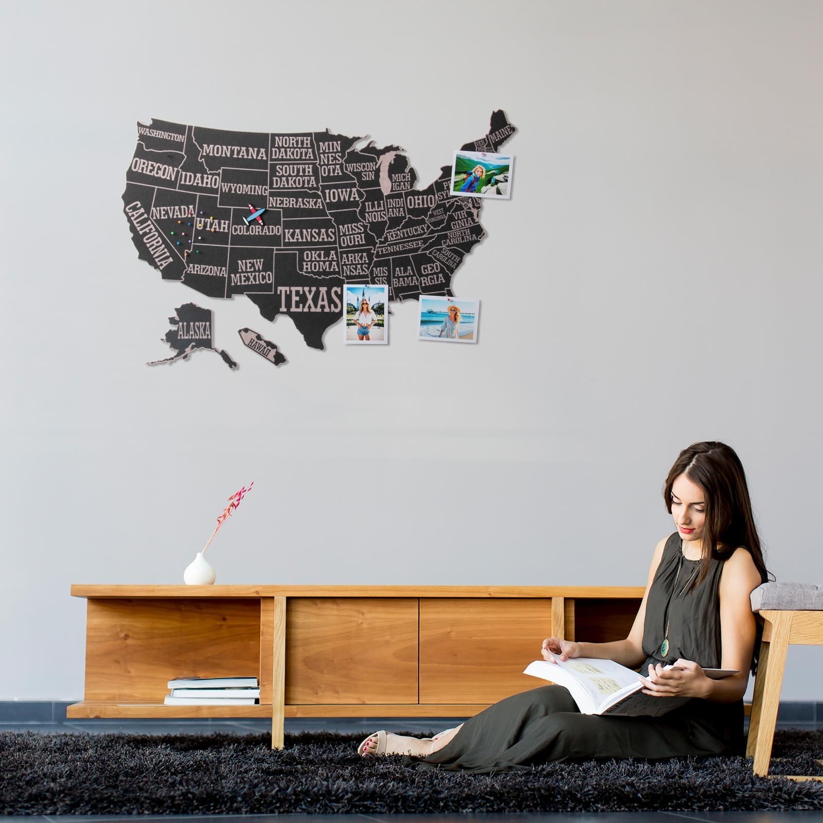 USA Travel Map with Pins, 17×27 Inch Push Pin United States Map for Travel Tr…