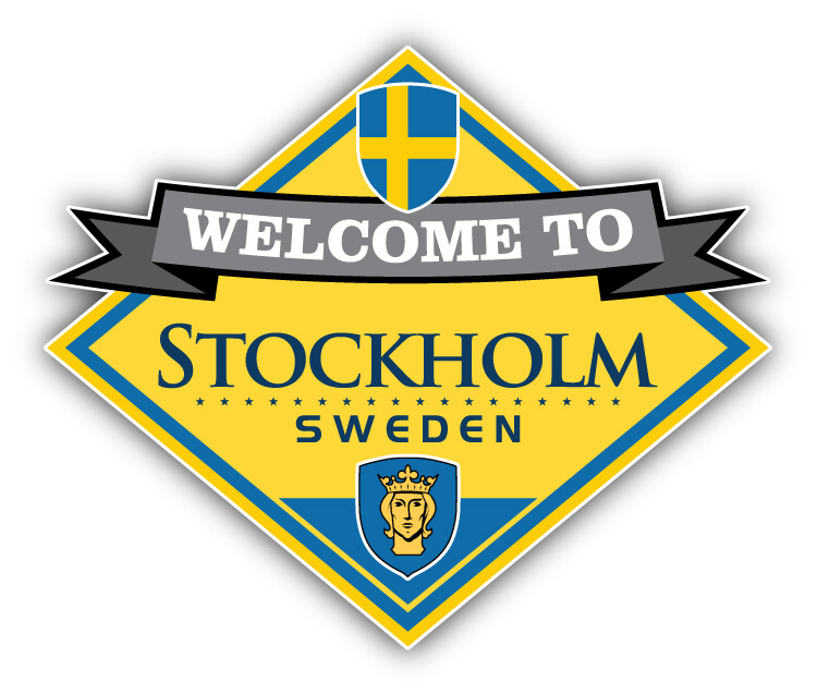 Stockholm Sweden Welcome Travel Badge Car Bumper Sticker Decal