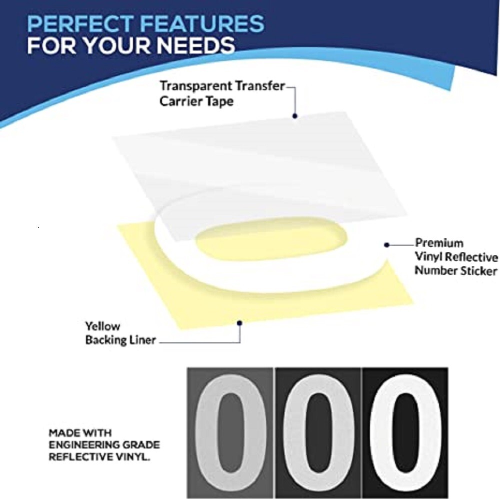 50 Pc High Grade Reflective Numbers for Mailbox, Locker, Car, Door…+scraper