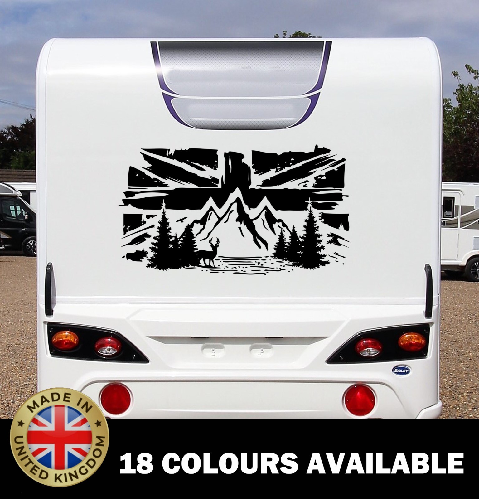 Union Jack Mountain Vinyl Decals Camper Van Caravan Motorhome Sticker Graphic