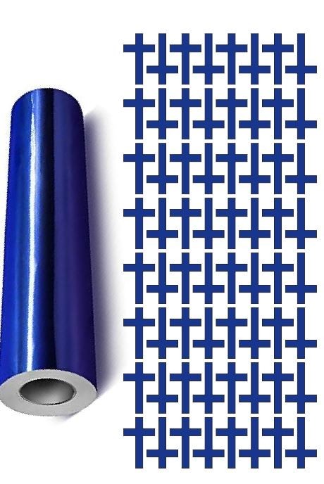 Cross Stickers Chrome Blue 1" Religious Envelope Seals Church DC31