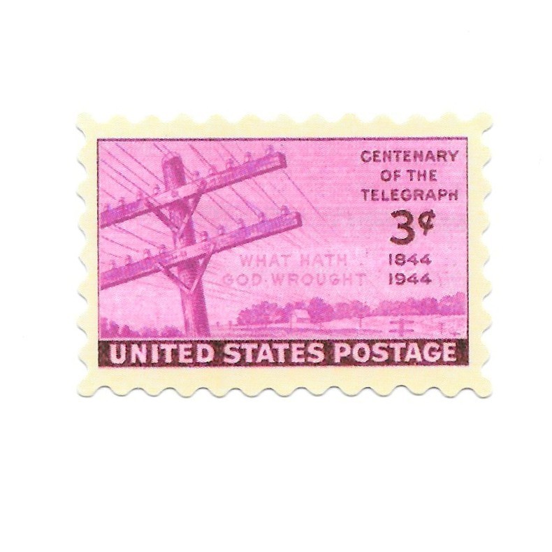 Vintage 1944 US Postage Stamp Sticker Centenary of the Telegraph 3c Vinyl Decal