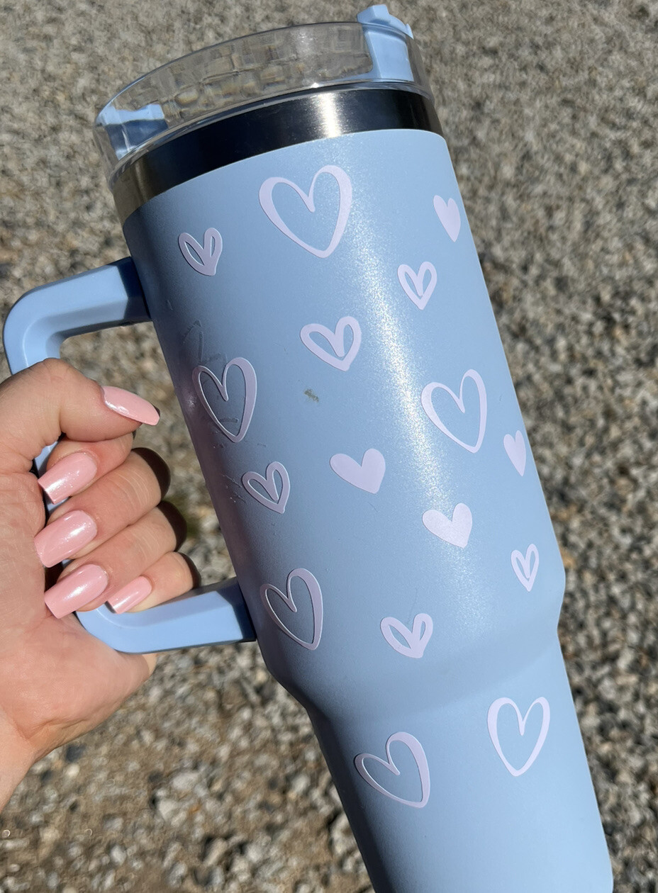 Stanley Tumbler Accessories 40oz 30oz Mini Heart Vinyl Sticker Sheet Decal X20