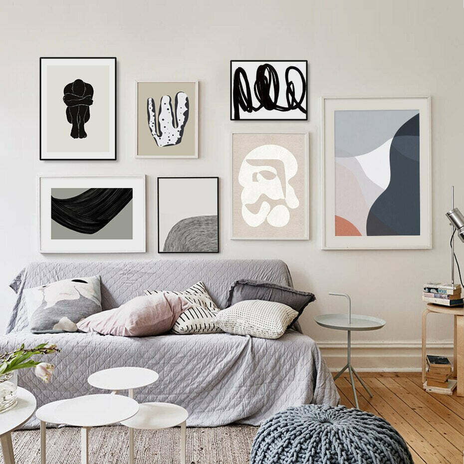 Beige Trendy Colors Minimalist Line Wall Art