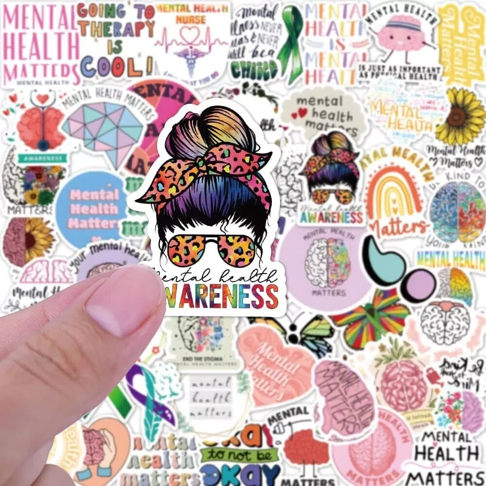 Mental Health Stickers Decals, Mental Health Awareness Stickers / 50-200 pcs