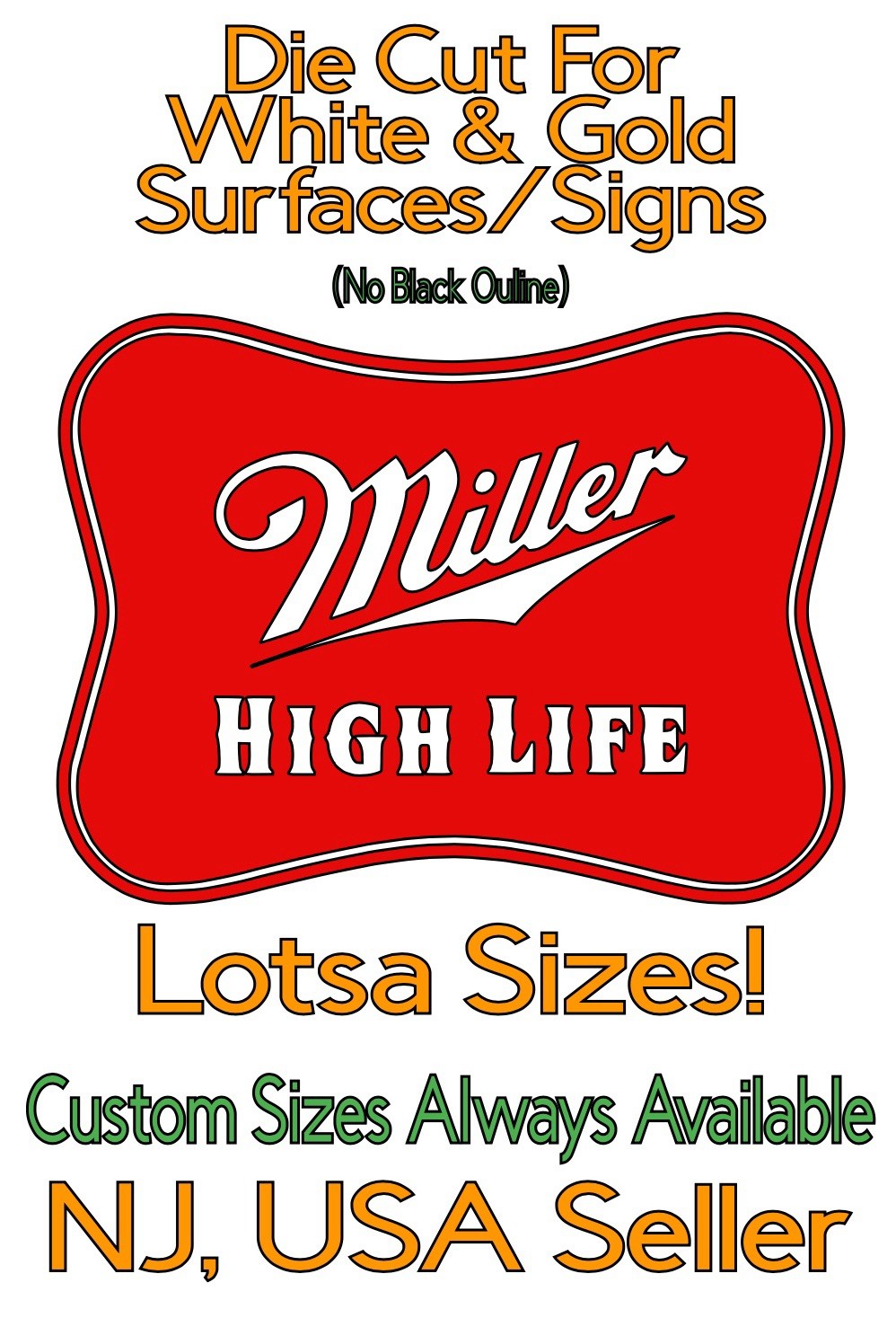 Custom Miller Time Beer Die Cut Vinyl Decal For White/Gold Surfaces/Signs/Glass