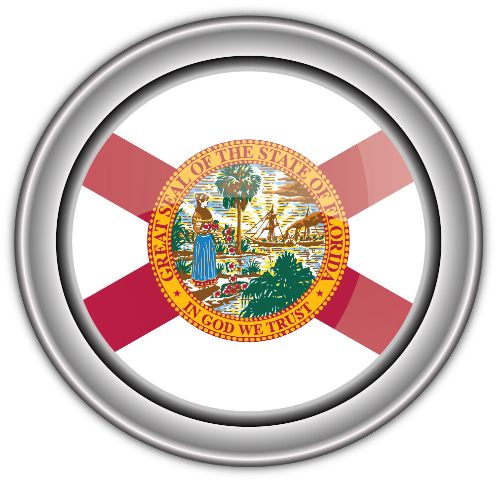Florida USA State Flag Silver Badge Car Bumper Sticker Decal "SIZES"